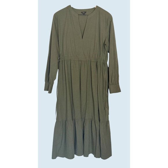 RAILS Maple Tiered Drawstring Mid Dress Green Size Medium - Picture 2 of 7